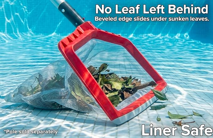 Pool Skimmer Net for Leaves - Deep Bag Pool Nets for Leaves with 12 Feet Aluminum Telescopic Pool Pole Swimming Pool Leaf Net - Heavy Duty, Reinforced Frame, Large Capacity Pool Rake