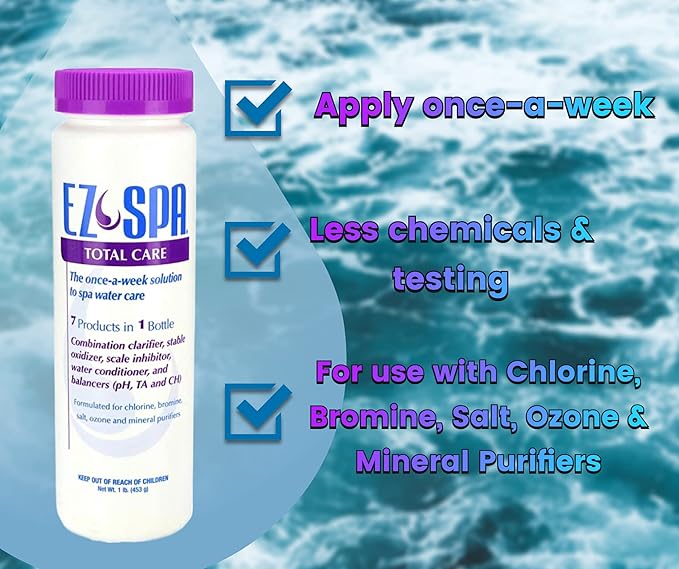 EZ Spa Hot Tub Care Bundle, 1lb EZ Spa Total Care and 2 Premium Scum Star Sponge for Effective Cleaning and Care