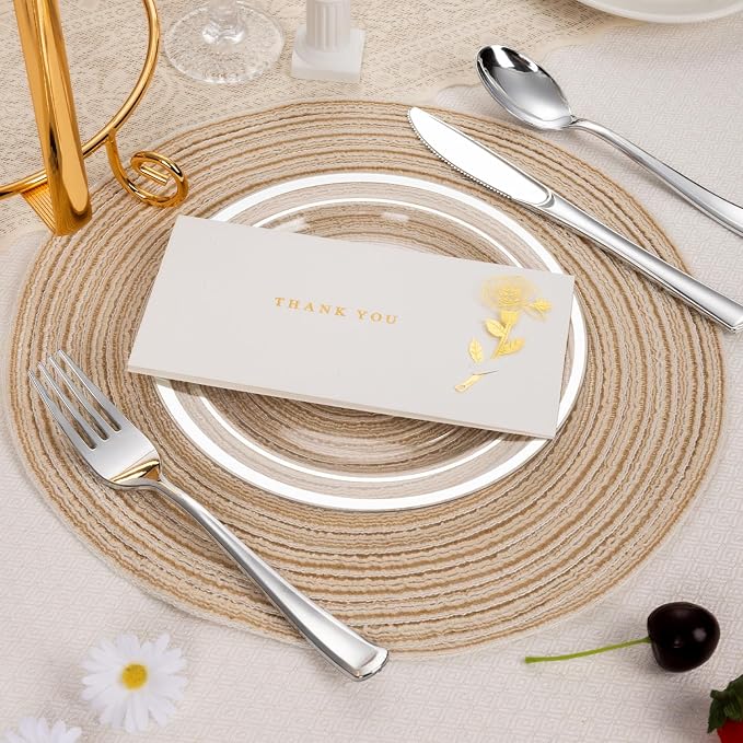 BESTSTAR 7 Inch Clear with Silver Rim Plastic Plates,100PCS Disposable Dessert/Appetizer/Small Cake Plates,Heavy Duty Plate Ideal for Wedding and Birthday Party