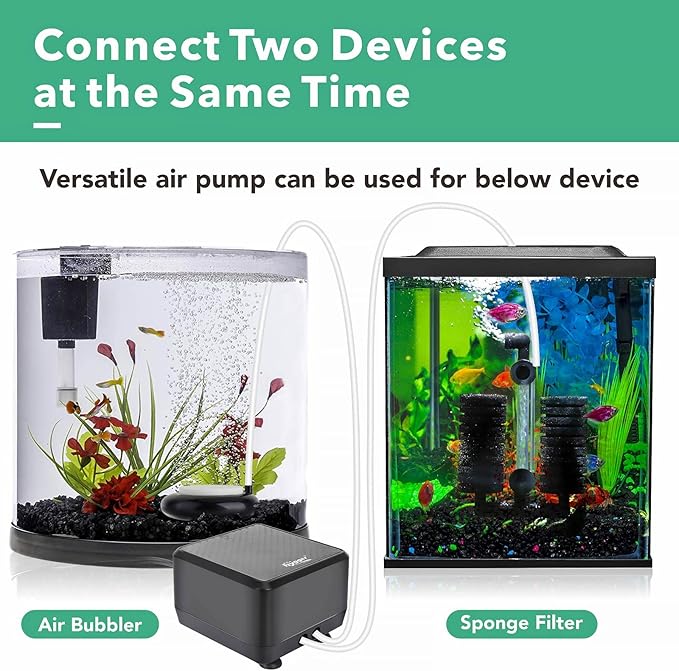 hygger 5W/10W Ultra Quiet Aquarium Air Pump, Adjustable Oxygen Aerator with Dual Outlets – 160 GPH/250 GPH for Fish Tanks up to 150 Gallons/600 Gallons
