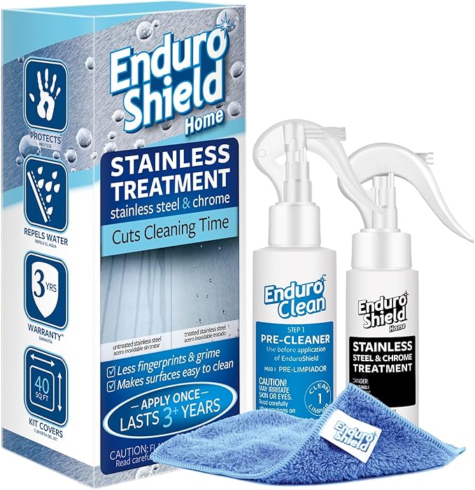 EnduroShield Stainless Steel Treatment Kit - Advanced Protection for Stainless Steel Surfaces - Makes surfaces easy to clean - Apply Once - Lasts Years