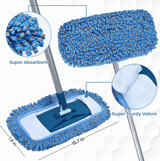 Indoor Broom and Dust mop, Broom and Mop Set for Floor Cleaning