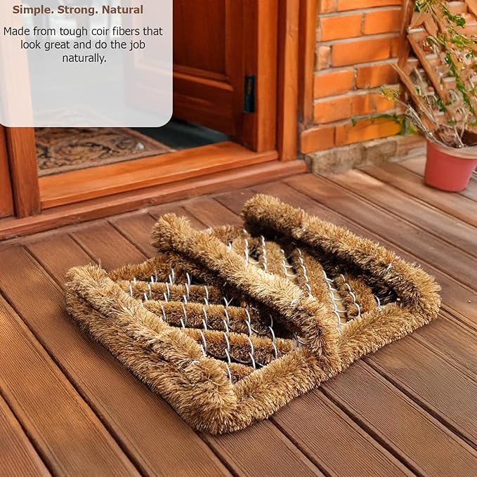 Gardenised Heavy-Duty Boot Scraper Brush Natural Coir Bristles on Durable Wire Frame for Outdoor Mud and Dirt Removal, Ideal for Cleaning Work Boots Hiking Shoes and Garden Footwear, 12x14 Inches