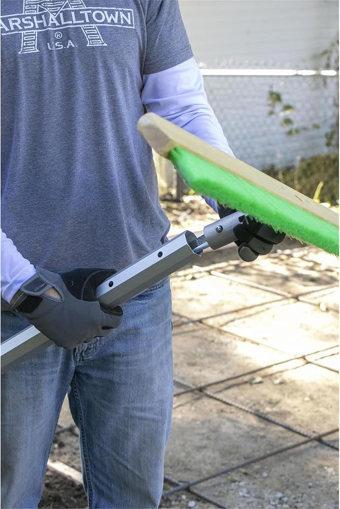 MARSHALLTOWN 36 Inch Green Nylon Concrete Broom, Adjustable Push Button Bracket