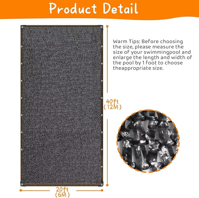 20x40 FT Pool Leaf Cover for Inground and Above Ground Rectangle Swimming Pools Durable Mesh Pool Cover with Grommets,Pool Leaf Net for Leaf Protection.