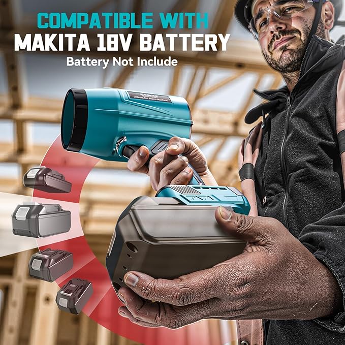 Leaf Blower Cordless Compatible with Makita 18V: 800000RPM Portable Dust Cleaner, Electric Handheld Turbo Jet Blower Lightweight with Brushless Motor for Patio Cleaning Garden Lawn Care (No Battery)