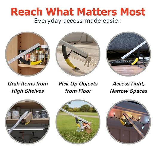 Sammons Preston Reacher, 26" Lightweight Grabber Reacher Tool with Magnetic Tip, Ergonomic Grip & Claw Jaw, Portable Reaching Aid for Seniors, Daily Living & Home Use, Standard Silver, Folding, 3 pack