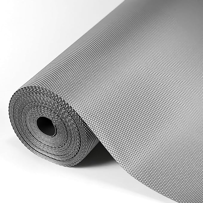 Hersvin Shelf Liner, 18" x20' Non-Adhesive Drawer Liners EVA Kitchen Cupboard Cabinet Covering Undersink Mat Washable Fridge Lining Paper (Gray Diamond)