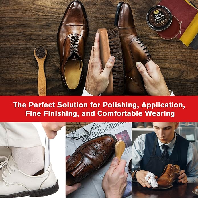 Stone and Clark Leather Shoe Shine Kit - 13 PCS Shoe Polish Kit for Complete Leather Boot Care, Compact & Travel Friendly