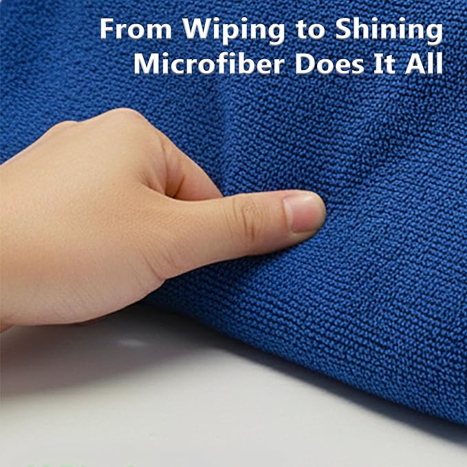 Cleaning Wash-Cloth Towels - Large 27" x 16" Microfiber Rags - Highly Absorbent, Lint Free Streak Free for House, Kitchen, Car, Window Detailing Reusable Shop Towels (6-Pack, Royal Blue)