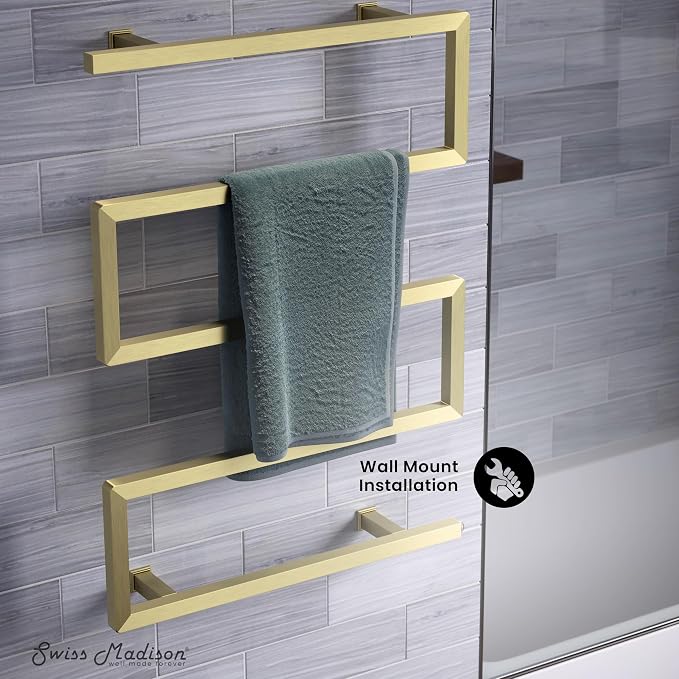 Swiss Madison Voltaire 5-Bar Electric Towel Warmer Heated Towel Racks for Bathroom in Brushed Gold