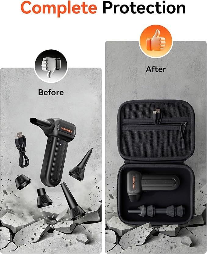 WOLFBOX MF70 Compressed Air Duster and Hard Carrying Case