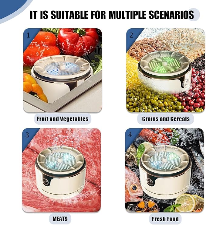 Fruit and Vegetable Washing Machine, Upgrade Titanium Electrolysis Purification Fruit Cleaner Device Waterproof Fruit and Vegetable Purifier Clean Fresh Produce in Water (Cream)
