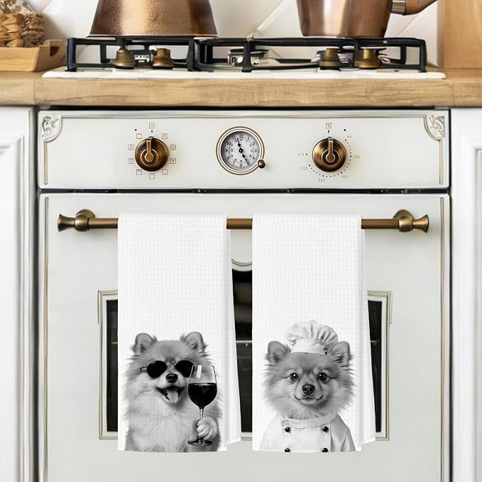 Funny Labrador Kitchen Towels Set of 2, Dog Kitchen Bar Accessories, Dog Chef Gifts for Women Decorative Hand Towels for Kitchen Decor, Labrador Lovers Dish Tea Towel, 16x24 Inch
