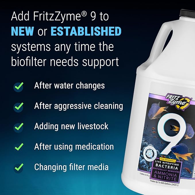 Fritz Aquatics FritzZyme 9 Live Nitrifying Bacteria Naturally Removes Amonia & Nitrite for Saltwater Fish (1-Gallon)