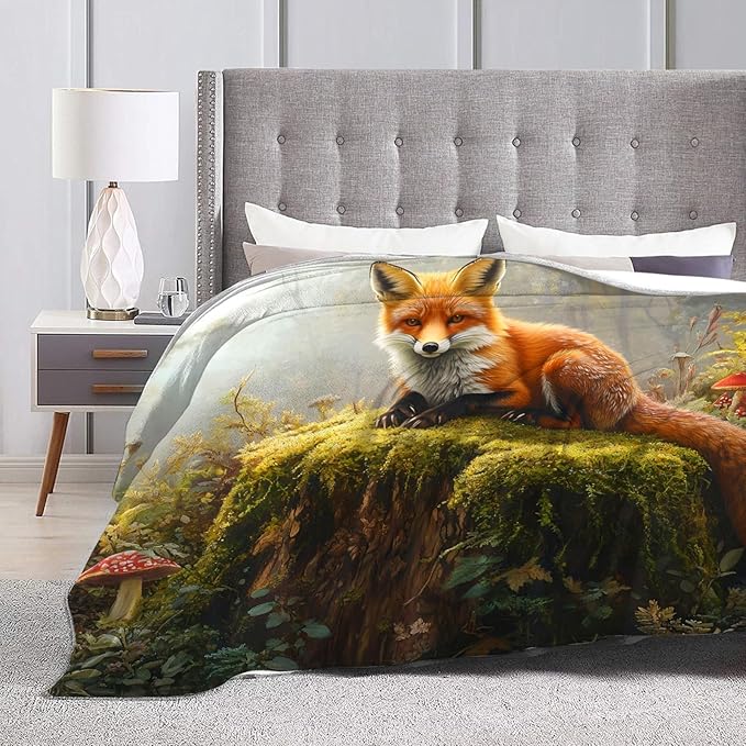 Tijuboni Fox Throw Blanket Fox Gifts for Girls Boys Women Men Kids Adults Soft Flannel Fleece Blanket for Couch Sofa Bed Home Decor 40"x50"