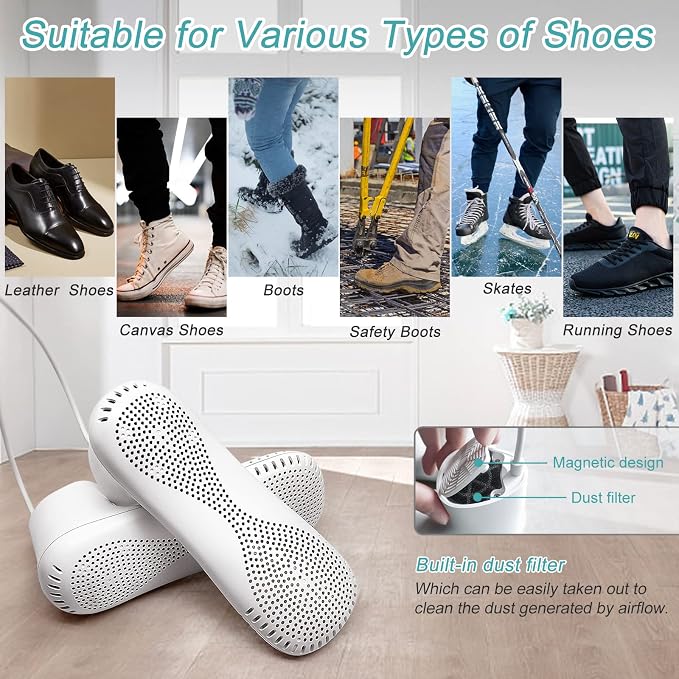Home Care Wholesale Shoe Dryer and Deodorizer -Enhanced Deodorising, Boot Dryer with Timer Shoes Socks Heater Boots Warmer, No Noise | Durable Wire | US Plug