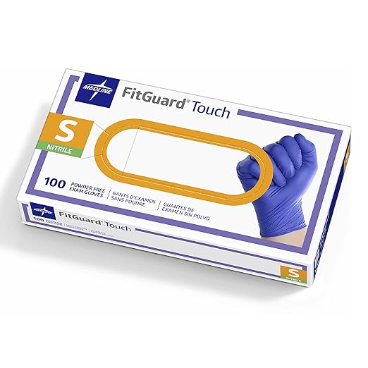 Medline FitGuard Touch Nitrile Exam Gloves, 1000 Count, Small, Powder Free, Disposable, Not Made with Natural Rubber Latex, Excellent Sense of Touch for Medical Tasks, Durable for Household Chores