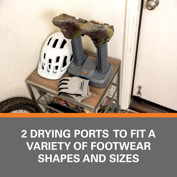 DryGuy Footwear Dryer – No-Heat, Fan-Driven Shoe Dryer for Hiking, Cleats, and Dress Shoes | Gentle Airflow | Compact, Quiet Design with 2 Universal Drying Ports and 6-Foot Power Cord