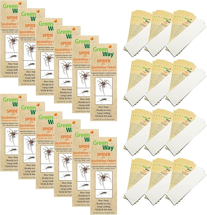Greenway Silverfish Traps and Spider Traps (72 Traps) - Spider Traps for Inside Your Home and Silverfish Trap
