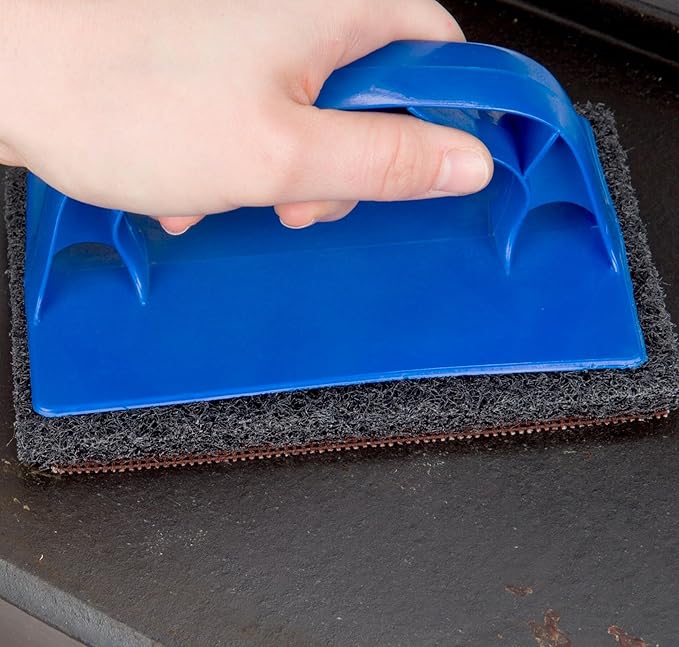 Grill & Griddle Cleaning Kit with Screen/Pad Holder, Polish Pads, Cleaning Screens, Caddy, Scraper and Heat-Resistant Holder for Safe (Full Kit: Cleaner,Scraper,Pads,Screens and Caddy)