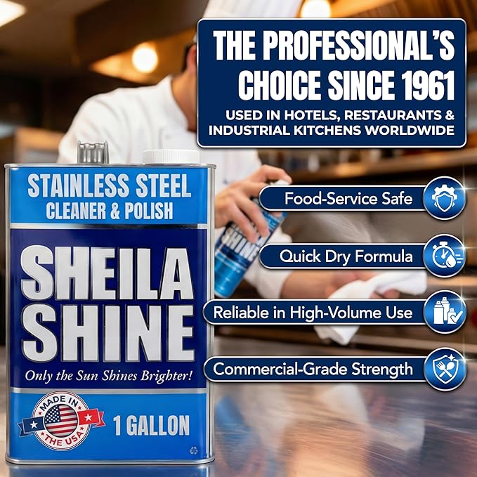 4 x 1 Gallon Stainless Steel Cleaner and Polish - Cleans, Polishes & Protects Kitchen Appliances, Refrigerators, Sinks, Ovens & Grills - Residue & Streak Free Shine - Stainless Appliance Cleaner