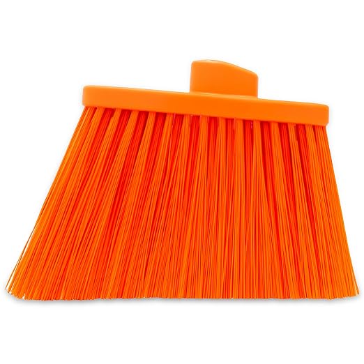SPARTA Plastic Broom Head, Angled, Un-Flagged for Large Debris Indoor, Outdoor, Home, Restaurant, Lobby, Office, 12 Inches, Orange, (Pack of 12)