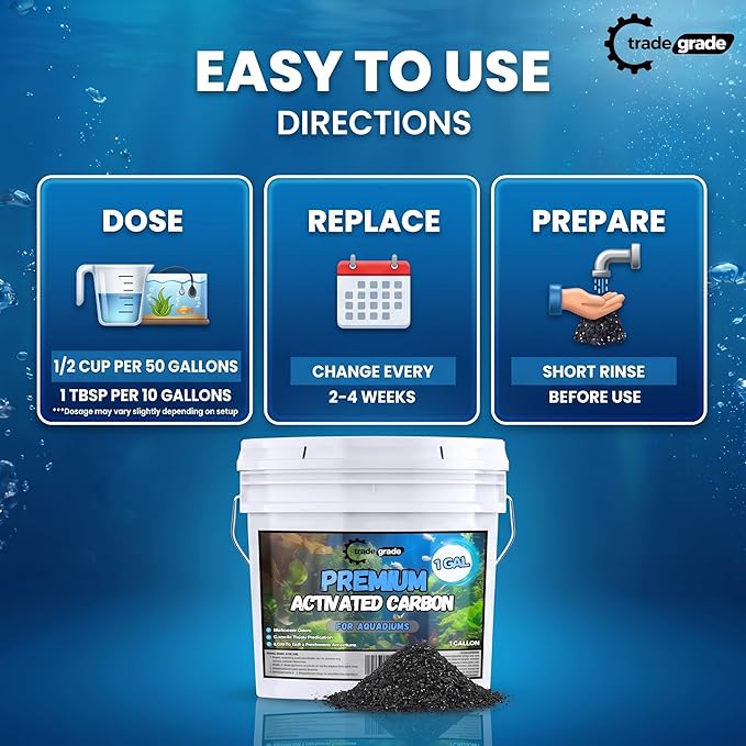 TradeGrade Activated Carbon Aquarium – 5lb Bucket Granulated Activated Charcoal for Fish Tank & Water Purification – High-Performance Aquarium Charcoal Filter Media for Crystal Clear Water