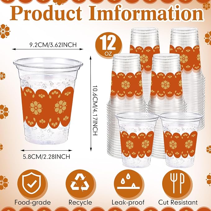 100 Pcs Cielito Lindo Plastic Cups 12 oz Mexican Disposable Plastic Copas De Barro Drinking Cups Bulk for Talavera Cielito Lindo Baby Shower Wedding Birthday Party Decoration Supplies