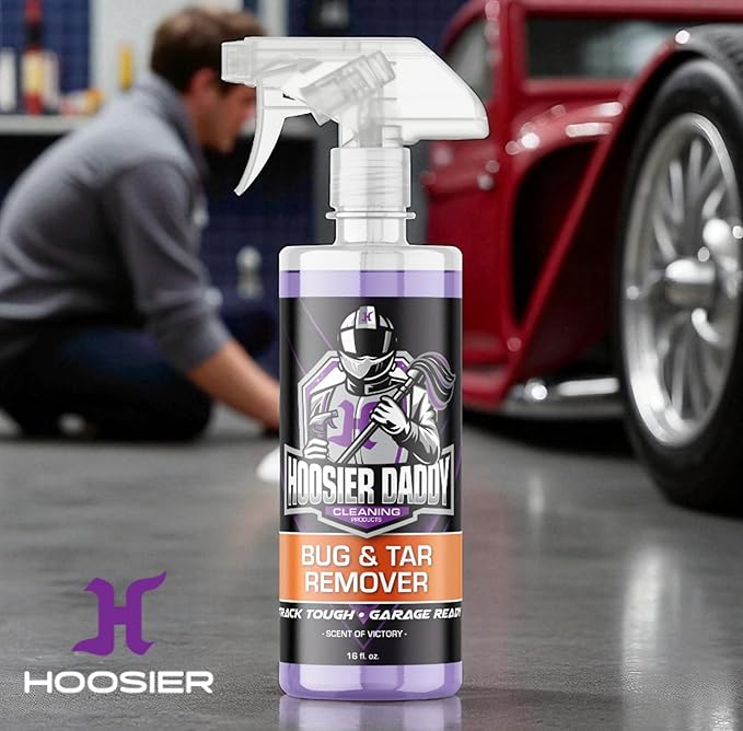 Hoosier Daddy 16oz Car Bug & Tar Remover - Fast-Acting Formula Dissolves Tough Bugs, Tar, & Sap - Easy Spray-On, Wipe-Off Solution for a Spotless Polished finish + Air Freshener
