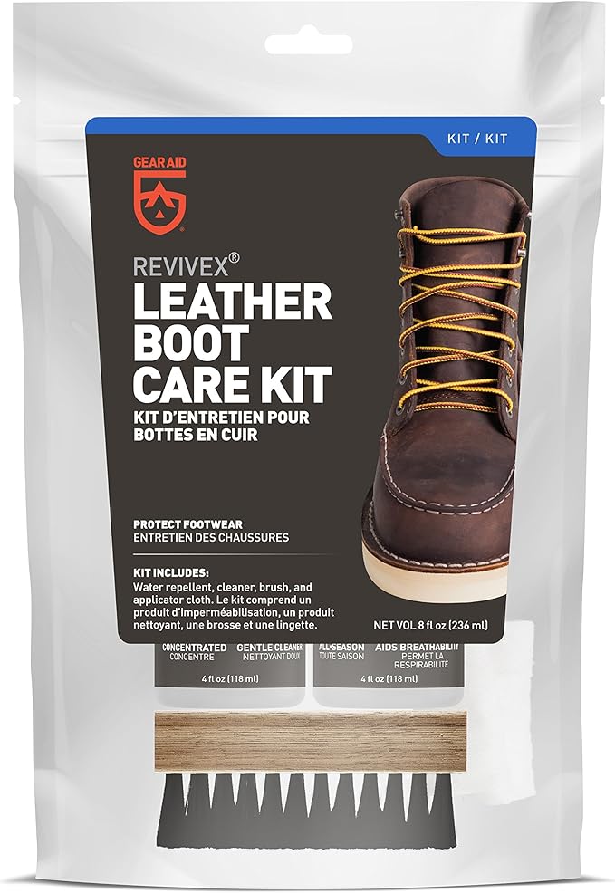 Gear AID Revivex Leather Shoe and Boot Cleaner Conditioning Kit, Restore Your Sneakers, Work and Hiking Boots, Includes Soap