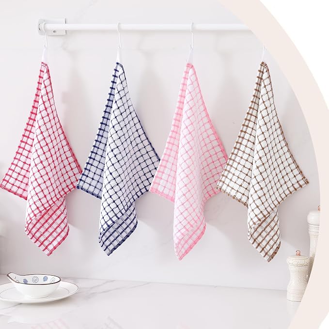 Kitinjoy Cotton 16 Pack Terry Kitchen Dish Cloths, 12 x 12 Inches Super Soft and Absorbent Dish Rags, Quick Drying Dish Towels for Washing Dishes, Mix Colour