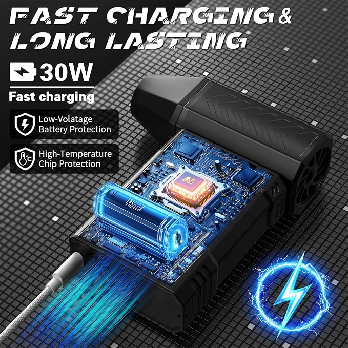 Compressed Air Duster, 130000RPM Electric Air Duster with LED Light, Mini Air Blower (10000mAh) Rechargeable Cordless for Keyboard Cleaning,Car and Home Cleaning Kit Replaces Compressed Air Can