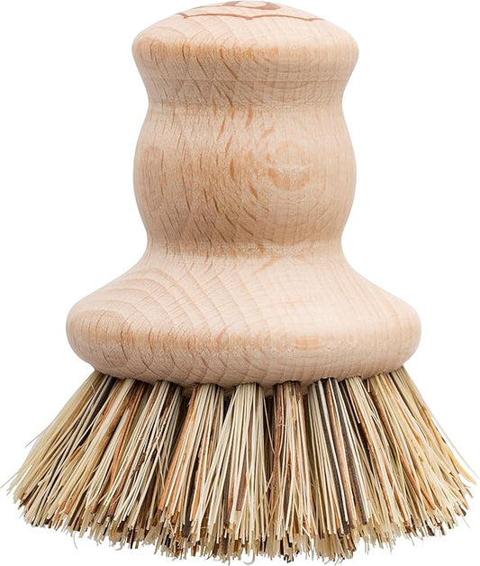 Redecker Pot Brush, Union Fibre, Single Dense Scrub Brush for Pots, Cast Iron & Baked-On Residue, Beechwood Kitchen Brush, 2.6-Inch Round, Made in Germany