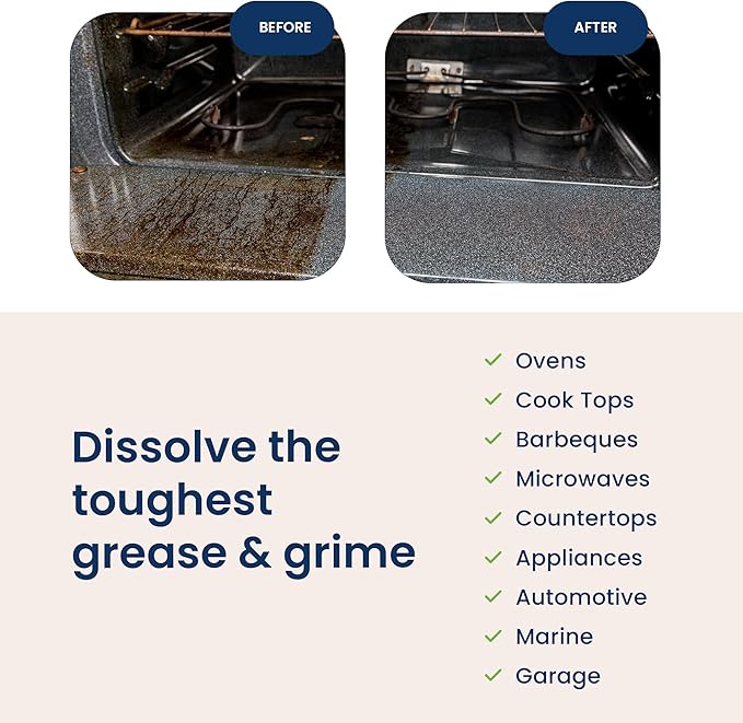 Truly Free Heavy Duty Degreaser - Grease Remover & Grime Cleaner for Kitchen, Automotive & More, Household Cleaning Supplies, Fragrance-Free, Includes 16 oz Reusable Empty Bottle + Two Fills, 3 oz ea.