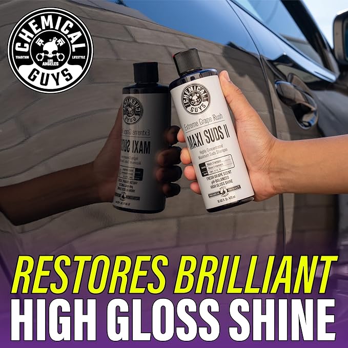 Chemical Guys CWS_1010 Maxi-Suds II Foaming Car Wash Soap (Works with Foam Cannons, Foam Guns or Bucket Washes) Safe for Cars, Trucks, Motorcycles, RVs & More, 128 fl. Oz (1 Gallon), Grape Scent