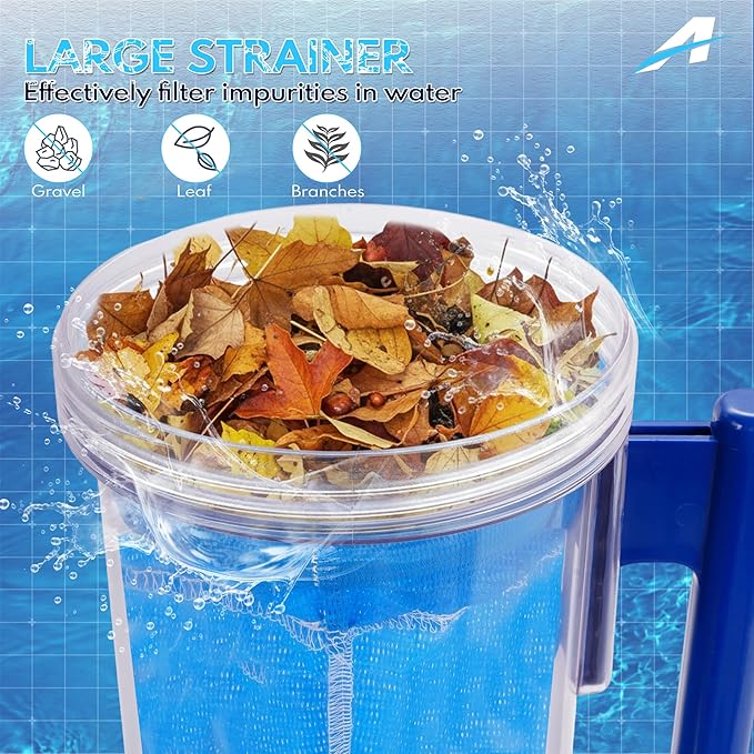 Large Capacity Pool Leaf Canister with Mesh Bag for 1.5" Hose, Compatible with Hayward W530, Pentair Navigator & Kreepy Krauly Cleaners