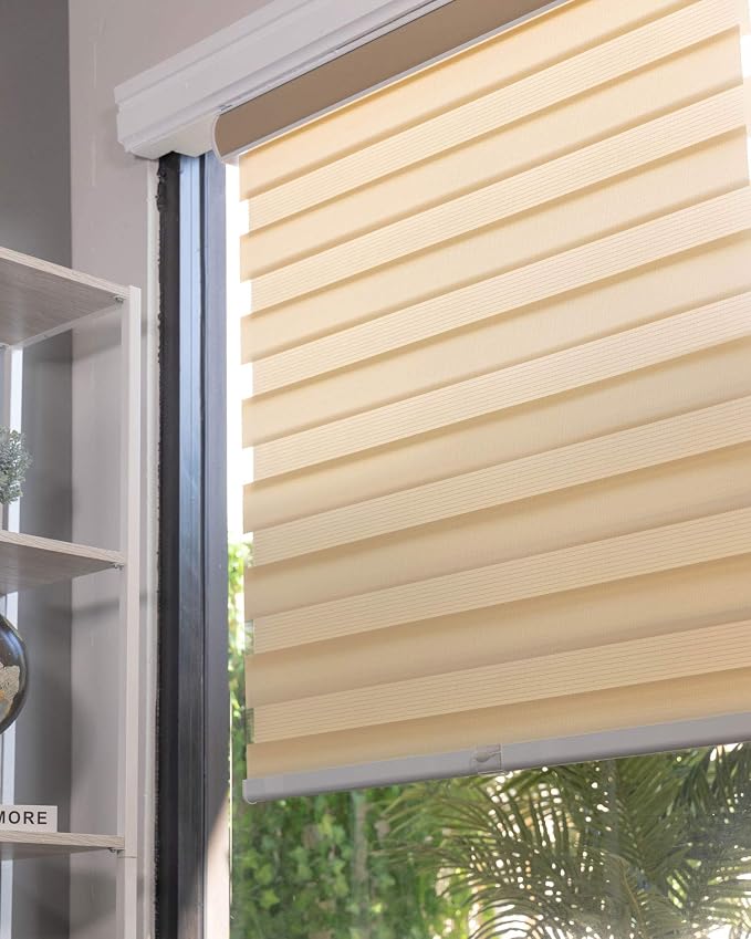 CHICOLOGY Zebra Blinds, Roller Window Shades, Blinds for Windows, Roller Shades for Windows, Window Shades for Home, Window Shades, Pull Down Shades for Windows, 31" W X 72" H, Basic Pearl