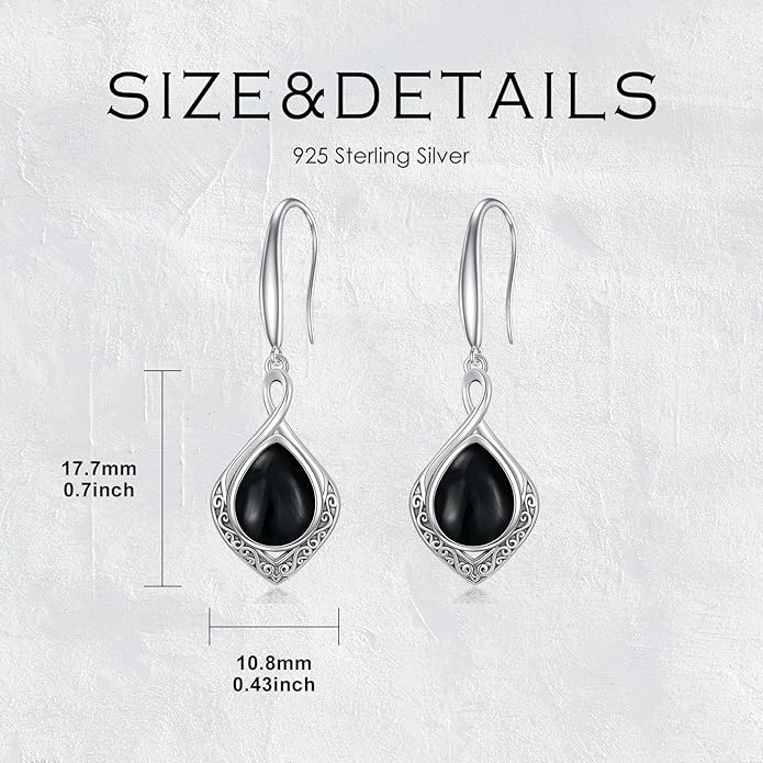 PELOVNY Celtic Knot Filigree Earrings for Women 925 Sterling Silver Moss Agate/Birthstone Infinity Earrings Birthday Christmas Jewelry Gifts for Mom Daughter Wife Sister
