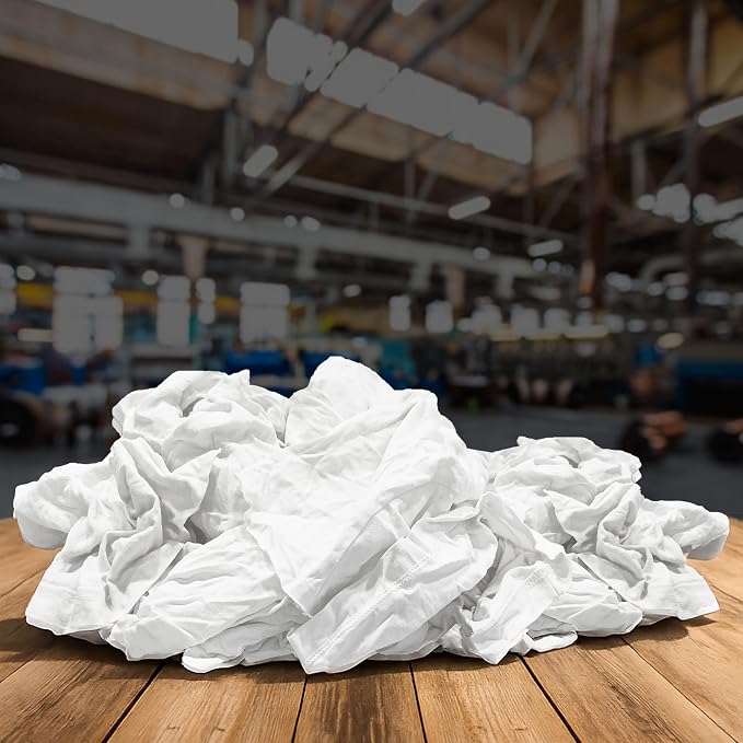 Recycled White T Shirt Rags Box (10 lbs.) – Shop Rags Bulk for Oil, Stain, Grease, Paint, and Auto Cleaning - Multipurpose
