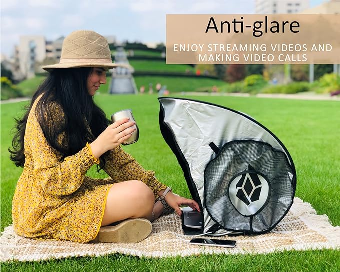 WISARO | New Laptop Sun Shade – Work from Anywhere, Anti-Glare, Lightweight, Fits up to 17" Device, Foldable & Portable Shield Cover, Privacy Hood - Complete with Microfiber Screen Cleaning Cloth