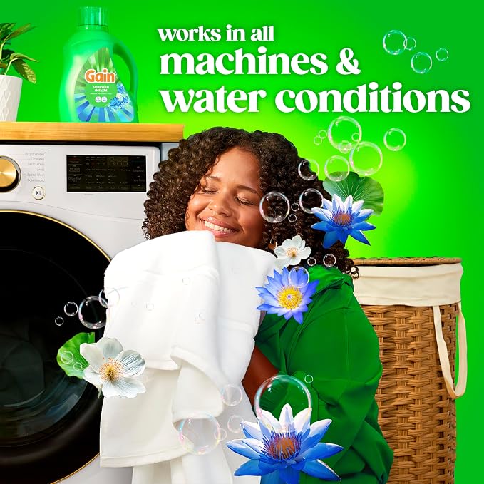 Gain Liquid Laundry Detergent with Odor Defense, Waterfall Delight Scent, Laundry Soap For HE Washing Machines, 177 fl oz, 134 Loads (Packaging May Vary)