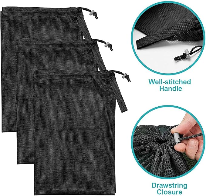 Dalykate Laundry Bag with Shoulder Straps and Mesh Pocket and Mesh Laundry Bags 3 Pack, 2 Item Bundle