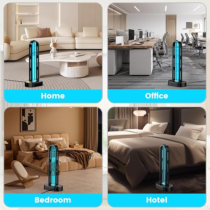 2 Pack UV Light Sanitizer, Ultraviolet Lamp with Remote Control for Bed Bugs and Dust Mites, Home Disinfection Device UV Lamp for Home, Room & Kitchen, Ultraviolet Light with 3 Speed Timings