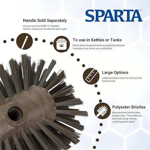 SPARTA Kettle Brush, Essential Scrubber with Flared Head for Cleaning Tanks and Kettles, 5.25" x 7.5", Brown
