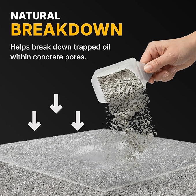 CAF Outdoor Cleaning EXIMO Waterless Concrete Cleaner, Oil Stain Remover for Driveway, Garage Floor, Basement and Walkway Surfaces, Natural Concrete Cleaner Powder Treatment, 36 lb Container