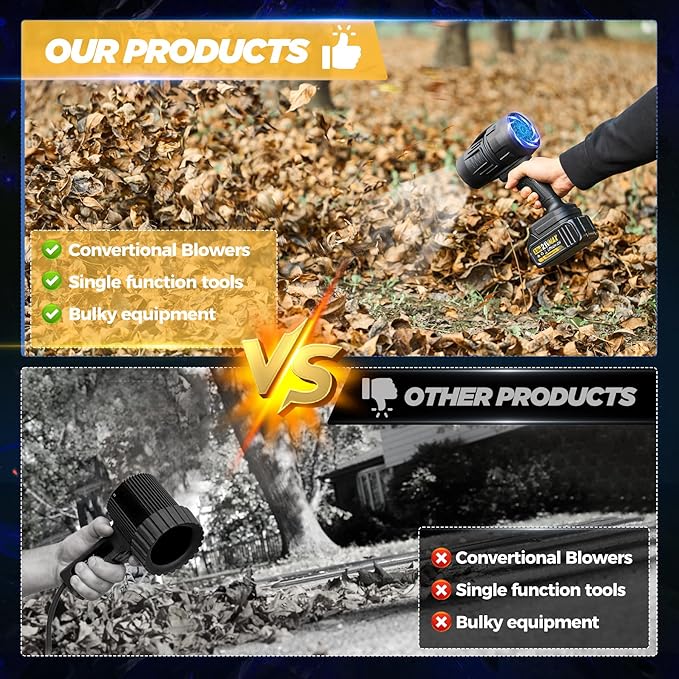 RAINPOT 2025 Upgraded Portable Dust Cleaner,Compressed Air Duster with Adjustable Speed,Handheld Cordless Leaf Blower Dust Cleaner,Jet Dry Blower Fan for Outdoor,Cleaning,Camping (Black 1 Battery)
