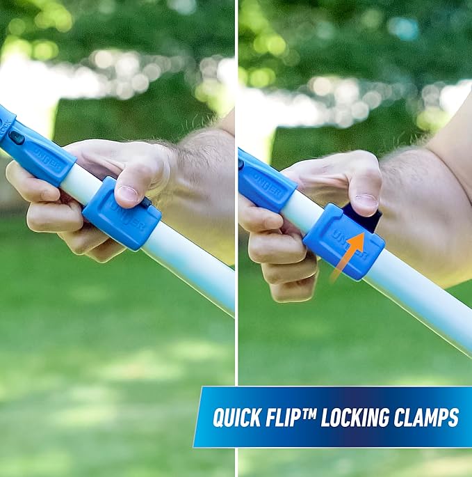 Unger Professional Connect & Clean 3’-6’ Aluminum Telescopic Extension Pole with Locking Cone & Quick-Flip Clamp – Compatible with Cleaning Tool Attachments, Window Cleaning & Dusting Tool
