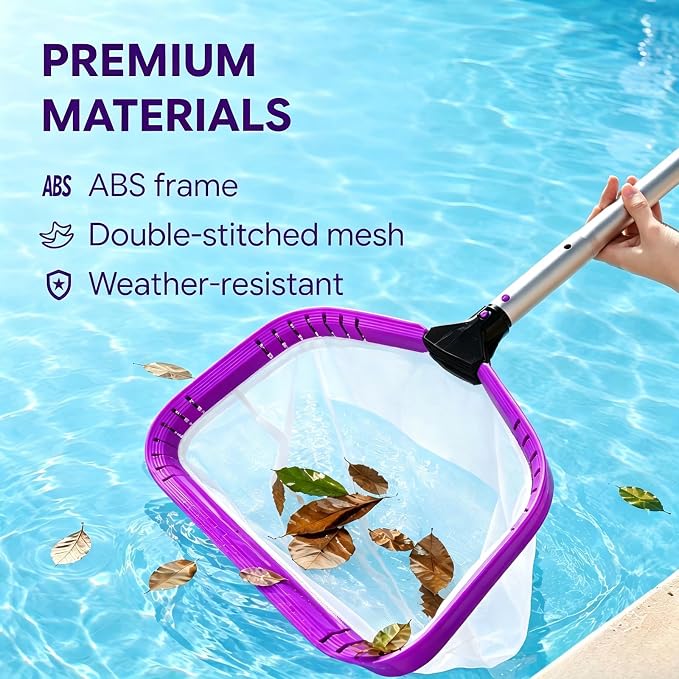 Professional Pool Skimmer Net, Heavy Duty Deep Fine Nylon Mesh Bag Leaf Skimmer with Aluminum Frame, Fast Debris Cleaning for Inground & Above Ground Pools and Ponds, No Pole (YDRS113F)