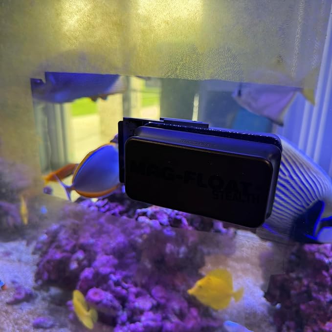 Mag-Float Large Black Stealth Glass Magnet Aquarium Scraper Cleaner with Blade - Floating Magfloat Magnetic Cleaning Tool